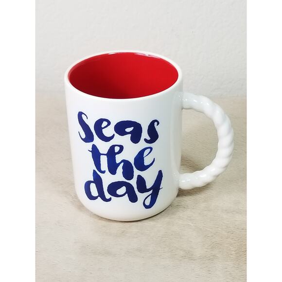Hallmark Coffee Mug Tea Cup 4 1/2" Seas The Day 12oz White Red Vintage - Picture 8 of 14